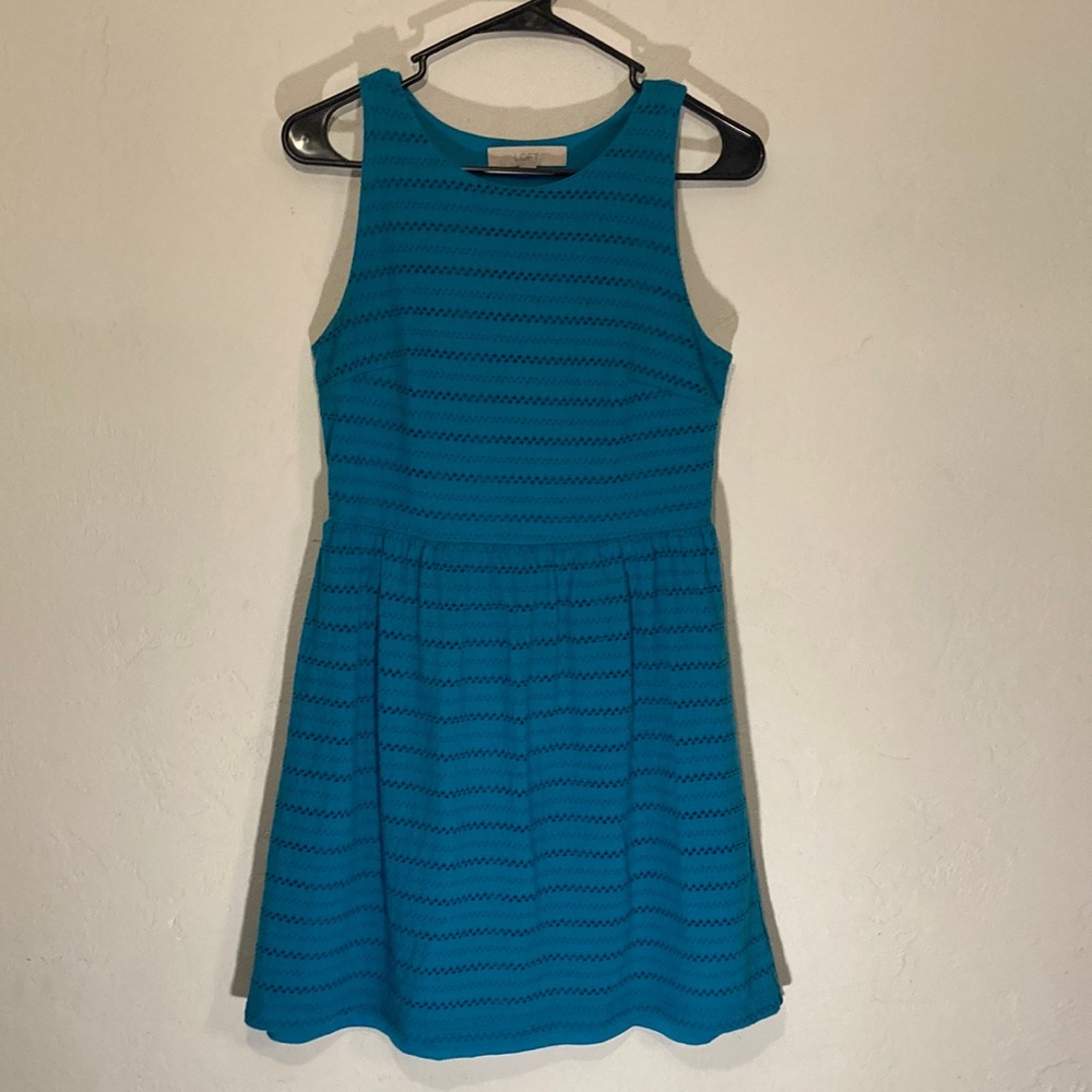 Ann Taylor Loft XS Teal Dress with Slip
